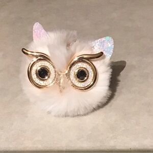 Puffball Owl Faux Fur Pom Pom Keychain Handbag Purse Charm